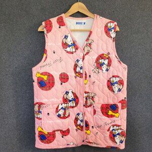 Rare She’s Women’s Quilted Handcrafted Best Friend Little Dog Couple V-Neck Vest